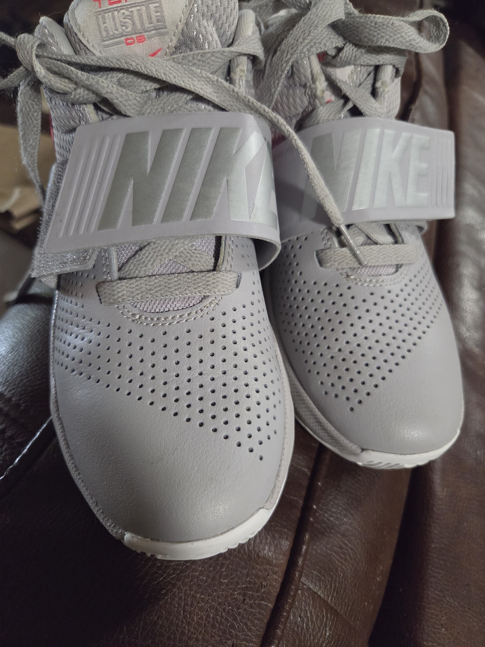 Nike Light Grey Strap Training Shoes Size 3.5 Youth